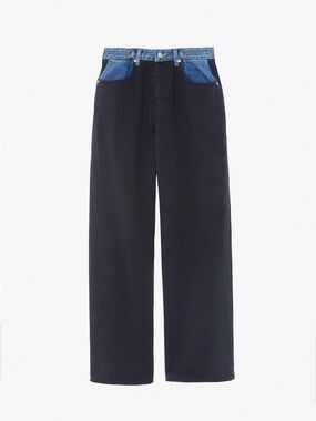 The Frankie Shop Hayla two toned Black Wide-Leg Jeans with Blue Denim M/L